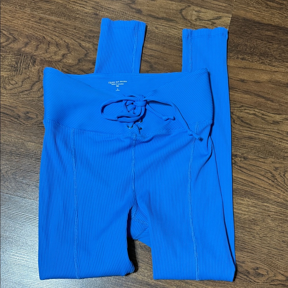 Year of Ours Electric Blue Ribbed Leggings